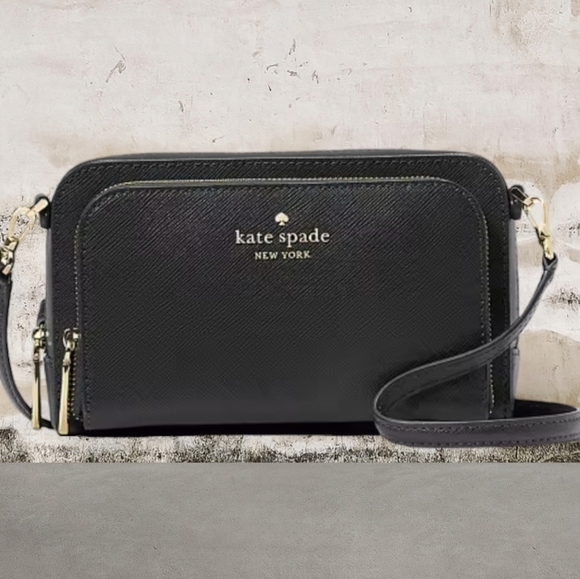 Kate Spade Staci Dual Zip Around Black Crossbody - Picture 1 of 6